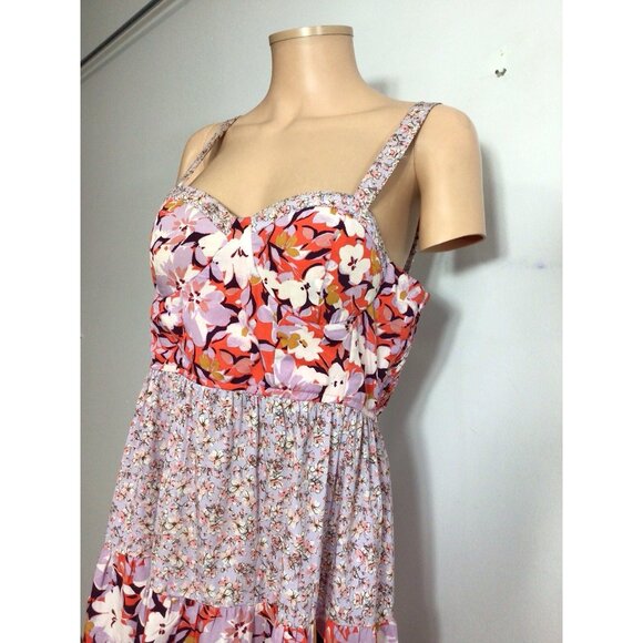 Floral Boho Tiered Maxi Dress Womens Large - Picture 2 of 10